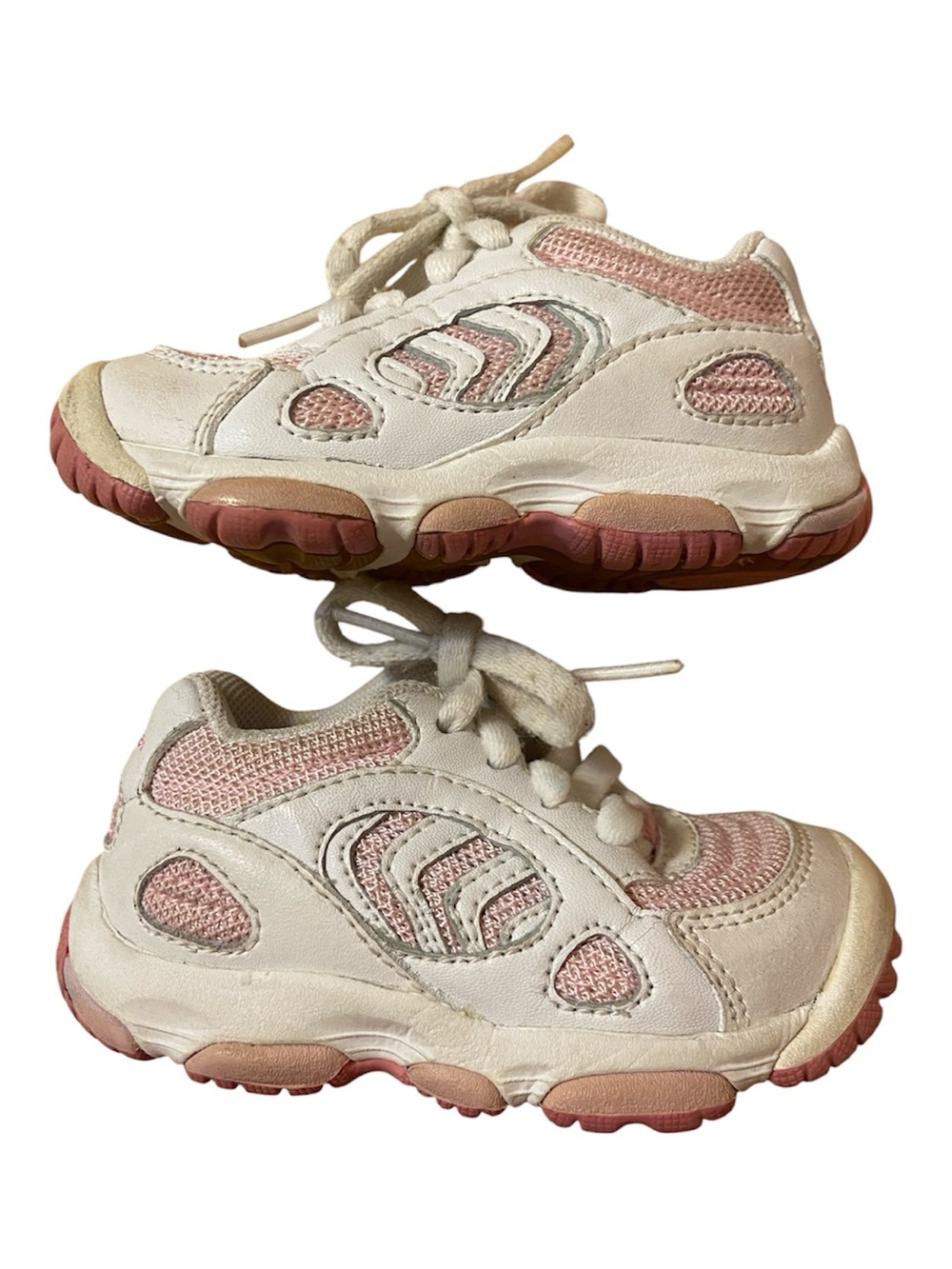 Stride Rite Pink and White Lace-Up Toddler Sneakers